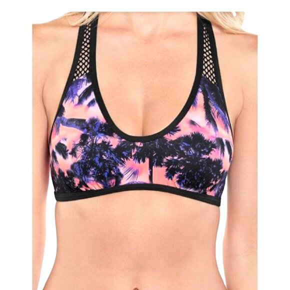 Sunseeker Womens Tropical Print Mesh Racerback Bikini Top Size 8 - Picture 1 of 6